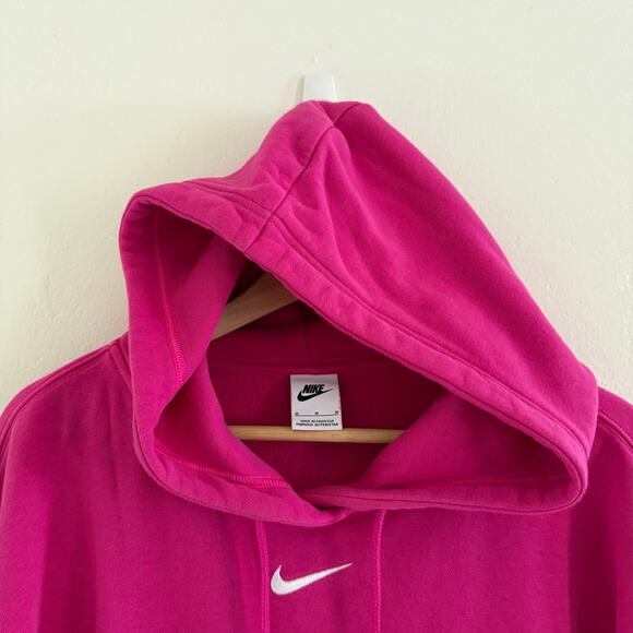 Nike Pink Embroidered Middle Swoosh Pullover Hoodie Sweater Unisex Size Medium - Picture 3 of 8